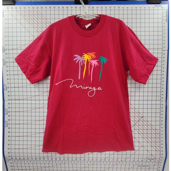 Mirage Las Vegas Vintage Jerzees Palm Tree Graphic Men’s 80s Single Stitch Tee - Picture 5 of 12